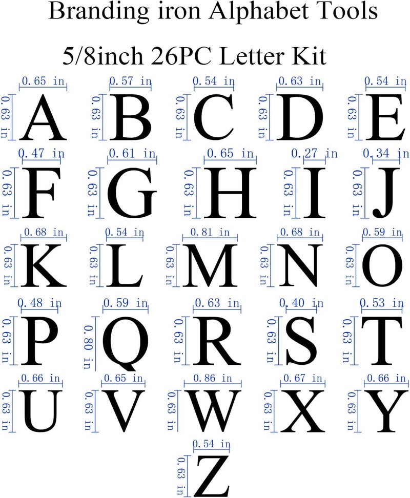 AIMOADO 26 Pcs 5/8" Wood Burning Alphabet Letters Kit, Wood Burning Letter Stamps for Wood Branding Leather Crafting, Ideal Wood Burner Letters Gifts for Christmas Wedding Birthday Party - Image 3